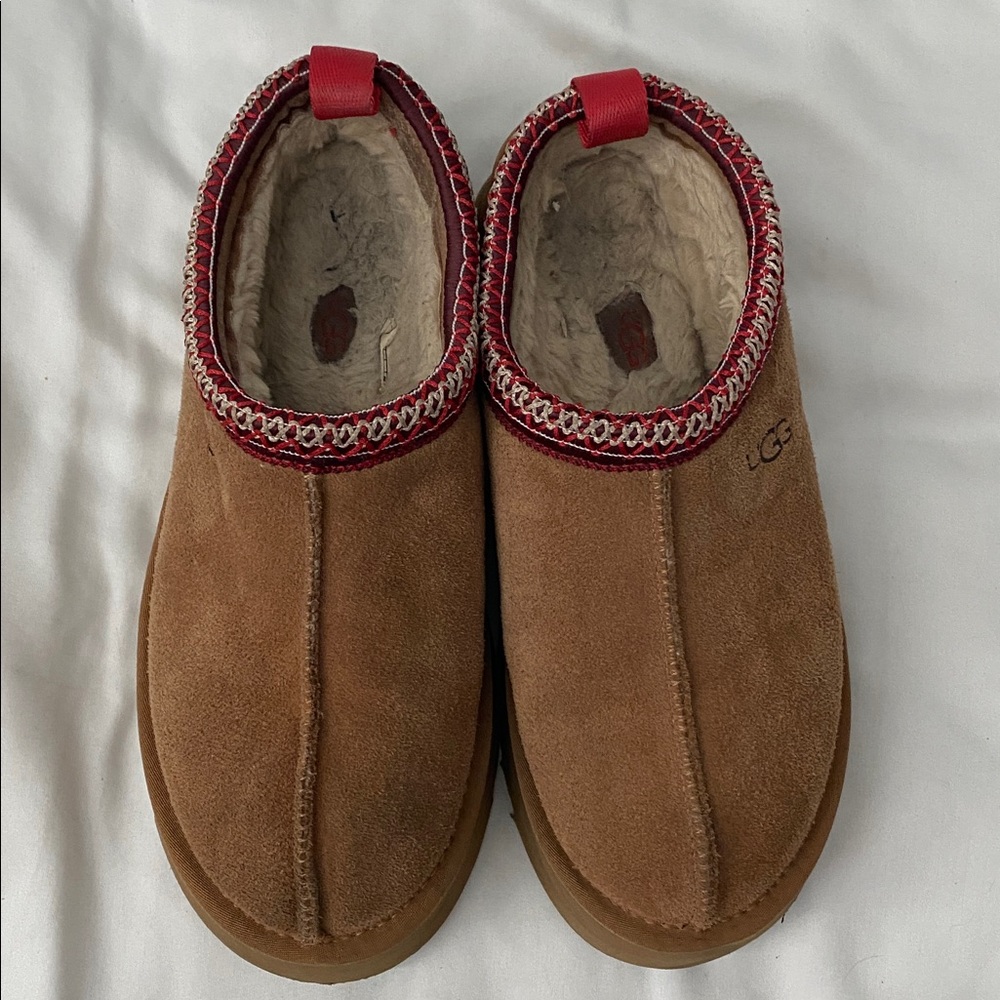 UGG Tazz II Platform Slippers Mules Slides Chestnut Suede Shoes Size 8 - Picture 11 of 14
